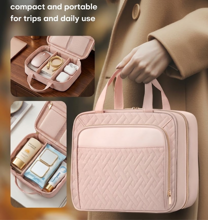 Large Travel Cosmetic Bag with Waterproof Hanging Hook & Clear PVC Storage