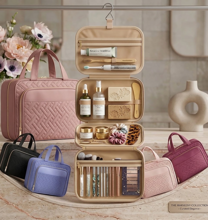 Large Travel Cosmetic Bag with Waterproof Hanging Hook & Clear PVC Storage